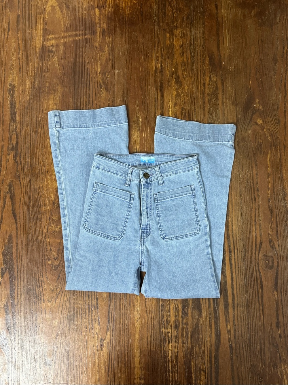 Show Me Your MuMu 28 Cropped Flare Leg Jeans Front Pocket Farrah Trouser Cascade